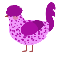 A lavender and plum chicken with a speckle pattern