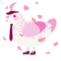 A white and pink chicken with a half-lace pattern