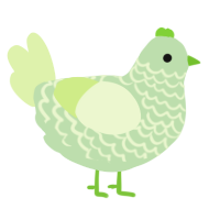 A gluppy and apple chicken with a lace pattern