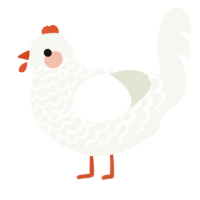 A white chicken with a lace pattern