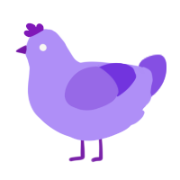 A lilac and blurple chicken