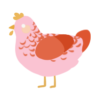 A rose and vermilion chicken with a half-lace pattern