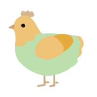 A gluppy and honey chicken with a head pattern