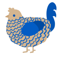 A beige and ultramarine chicken with a lace pattern