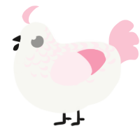 A white and rose chicken with a half-lace pattern