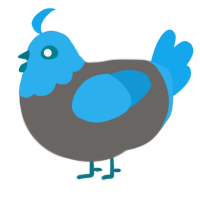 A grey and sky chicken with a head pattern