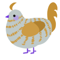 A silver and gold chicken with a bar pattern
