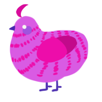 A orchid and fuchsia chicken with a bar pattern