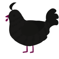 A sable and black chicken with a bar pattern