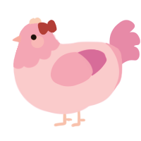 A lavender and orchid chicken with a head pattern