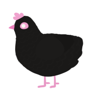 Ayesha, a sable chicken with a lace pattern