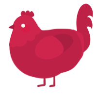 A crimson chicken with a head pattern