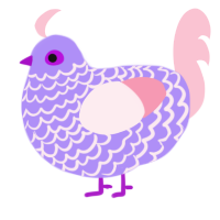 A lilac and rose chicken with a lace pattern
