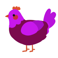 A wine and amethyst chicken with a head pattern