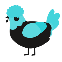 A sable and aqua chicken with a head pattern