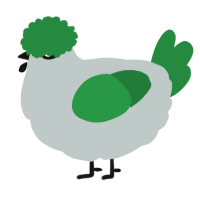 A silver and viridian chicken