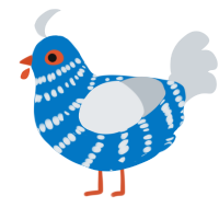 A sapphire and mist chicken with a bar pattern