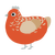 A vermilion and beige chicken with a half-lace pattern