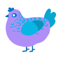 Magic, a lilac and cerulean chicken with a half-lace pattern