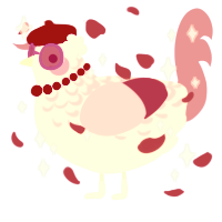 A white and rose chicken with a half-lace pattern