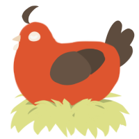 A vermilion and bark chicken