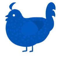 A ultramarine chicken with a speckle pattern