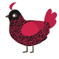 A sable and crimson chicken with a double-lace pattern