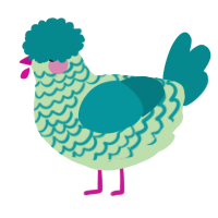 A gluppy and teal chicken with a lace pattern