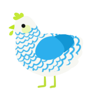 A white and sky chicken with a lace pattern