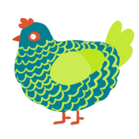 A sea and lime chicken with a lace pattern