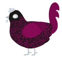 A sable and wine chicken with a double-lace pattern