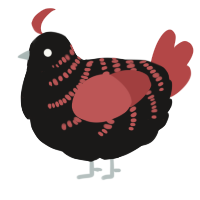 A sable and red chicken with a half-bar pattern