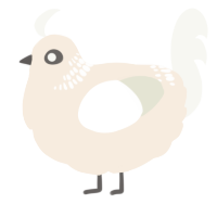A cream and white chicken with a neck-band pattern