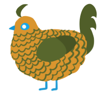 A orange and olive chicken with a lace pattern