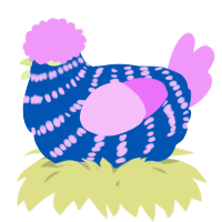 A ultramarine and lavender chicken with a bar pattern