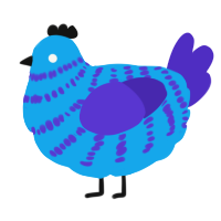 A sky and indigo chicken with a bar pattern