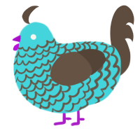 A aqua and bark chicken with a lace pattern