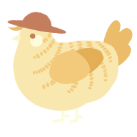 A beige and orange chicken with a half-bar pattern