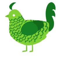 A grass and leaf chicken with a lace pattern