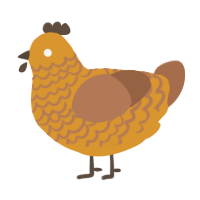A orange and brown chicken with a lace pattern