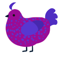 Loganberry, a plum and indigo chicken with a speckle pattern