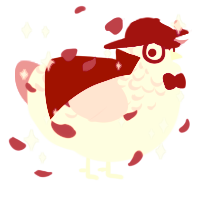A white and rose chicken with a half-lace pattern
