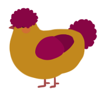 A ochre and maroon chicken