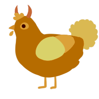 A olive and crimson chicken