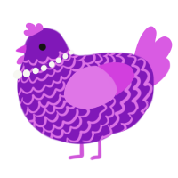 A violet and orchid chicken with a lace pattern