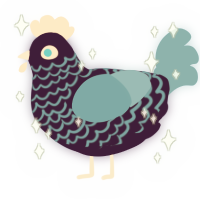 A gluppy and russet chicken with a lace pattern