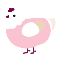 A rose and cream chicken with a head pattern