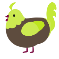A bark and lime chicken with a head pattern