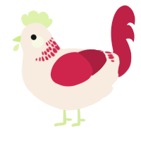 A cream and crimson chicken with a neck-band pattern