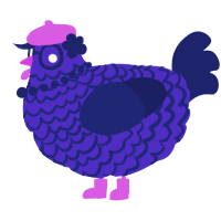 A indigo and navy chicken with a lace pattern